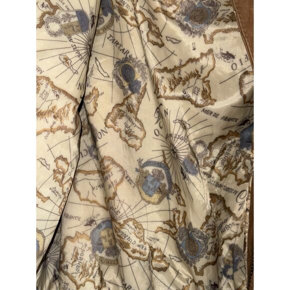 Vintage Global Identity G-III Leather Bomber Jacket Brown Flight Map Mens Large - Picture 7 of 16